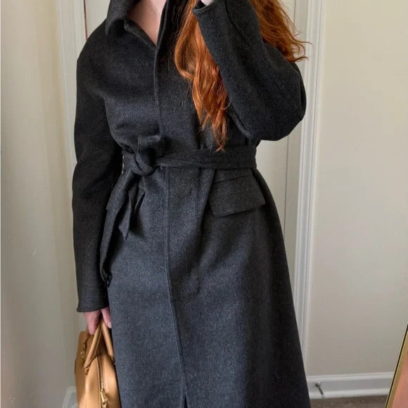 UNIQLO JW ANDERSON wool Black Grey Belted Coat size M - Picture 2 of 9